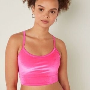 Victoria's Secret PINK Active Lightly Lined Hot Pink Velvet Sports Bra Size XS